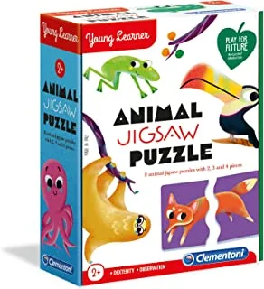 Clementoni Young Learners, 8 Animal Jigsaw Puzzles, 2, 3, and 4 Pieces, for Ages 2+ Years Old