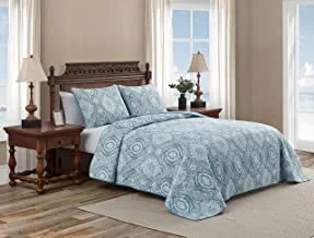 Tommy Bahama - King Quilt Set, Reversible Cotton Bedding with Matching Shams, All Season Home Decor (Turtle Cove Caribbean Blue, King)