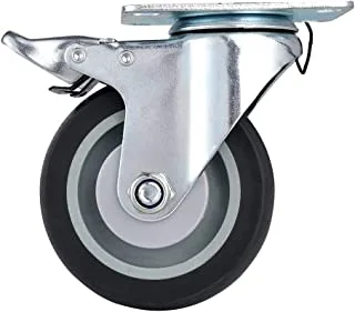 BMB Tools Grey TPR Caster | Swivel Brake | Double Ball Bearing | Thickness 2.3/3.0 MM | SIZE100mm |Industrial & Scientific|Material Handling Products|Rubber Caster| Wheel