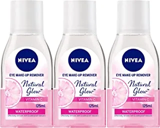 NIVEA Natural Glow Eye Makeup Remover, Pearl Extracts & Vitamin C, 3x125ml