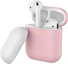 غطاء جراب Promate AirPods ، غطاء واقٍ رفيع من السيليكون الناعم ومقاوم للصدمات مع الشحن اللاسلكي ، ومقاوم للانزلاق ومقاوم للخدش لأجهزة Apple AirPods ، SiliCase.Pink