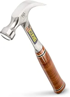 Estwing Hammer - مخلب منحني 16 أونصة مع وجه أملس ومقبض من الجلد الأصلي - E16C