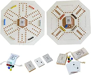 JackarooJoker Woogen board game white color with Marbles and Jakaro Cards لوح جاكارو