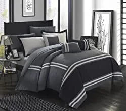 Chic Home Zarah 10 Piece Comforter Bedding with Sheet Set And Decorative Pillows Shams, QUEEN, GREY
