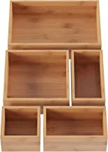 Lavish Home Drawer Organizer – 5 Compartment Modular Natural Wood Bamboo Space Saver Tray Storage for Kitchen, Office, Bedroom and Bathroom