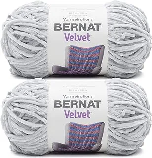 خيوط Bernat Velvet Misty Grey - عبوتان من 300 جرام / 10.5 أونصة - بوليستر - 5 ضخمة - 315 ياردة - حياكة / كروشيه
