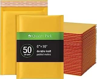 Quality Park Bubble Mailers, 6 x 9 Shipping Envelopes, Durable Brown Kraft Padded Envelopes, Redi-Strip Peel Off Closure, 50 Per Box (QUA85755)