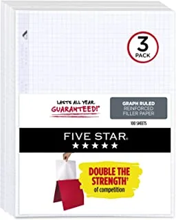 Five Star® Reinforced Filler Paper, Graph Ruled, 11