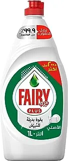 Fairy Plus Original Dishwashing Liquid Soap with alternative power to bleach, 1L