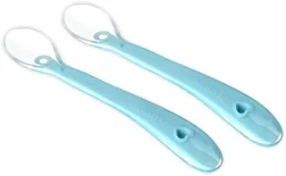 Kidsme Soft Silicone Spoon for baby boy (pack of 2) - (from 6 months and above)- Aquamarine