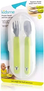 Kidsme Premier Spoon & Fork with Case for baby girl/boy -(from 12 months and above)-Lime