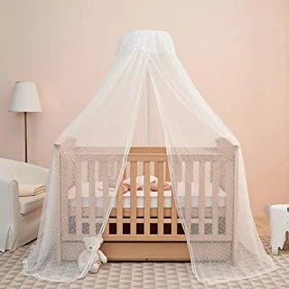 Baby Bed Canopy Net with Adjustable Clip-on Stand Baby Crib Cot Net Tent Hanging Dome Curtain Netting See Through Mesh Bed Cover Net Stand Rod