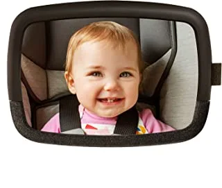 مرآة سيارة قابلة للتعديل من Munchkin 360 محورية للطفل في البصر ، تم اختبارها ضد التصادم R 44 ومقاومة للكسر ، أسود