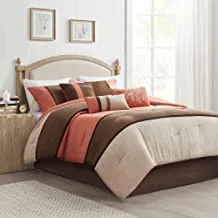 Madison Park Palisades Comforter Set Modern Faux Suede Pieced Stripe Design, All Season Down Alternative Cozy Bedding with Matching Shams, Decorative Pillows, Queen(90