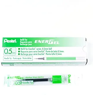 Pentel Refill Ink For EnerGel Gel Pen, (0.5mm), Needle Tip, Green Ink, Box of 12 (LRN5-D)