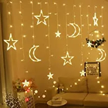 SHOWAY Moon Star Lamp LED Lamp String Ins Christmas Decoration Holiday Lights Curtain Lamp Wedding Neon Lantern 3.5 meters warm white high and low Three AA batteries, LC-138LGHT-2, 270 cms