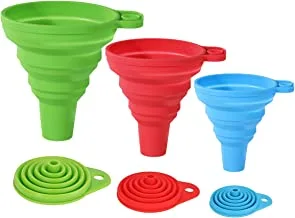 ECVV Kitchen Funnel Set, Foldable Silicone Collapsible Funnels Wide Mouth for Filling Bottles Canning, Perfume, Oil Powder Food Grade Mini Bottle Funnel