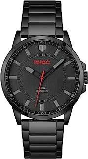 HUGO Men's Black Dial Brown Leather Watch
