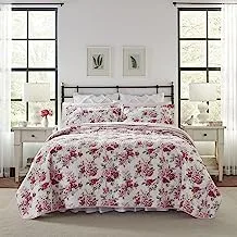 Laura Ashley Home Lidia Collection Quilt Set-100% Cotton, Reversible, Lightweight & Breathable Bedding, Pre-Washed for Added Softness, Queen, Pink