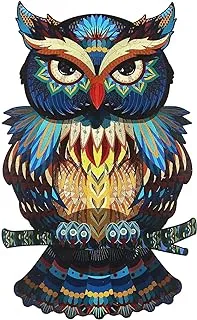 Arabest 300pcs Wooden Jigsaw Puzzles, 3D Wooden Animals Shaped Puzzles, Best Gift for Adults and Kids DIY Puzzle Piece, Colorful Unique Shaped Owl Puzzles 16x26.3cm (L, Owl)