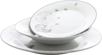 Al Saif Porcelain Dandelion Dinner Set 18-Pieces, White