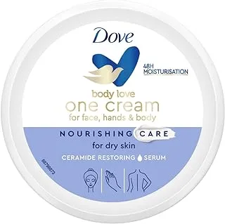 Dove Body Love, One Cream for face, hands & body, for 48hrs long-lasting deep* moisturization, Nourishing Care, with Ceramide Restoring Serum, 250ml