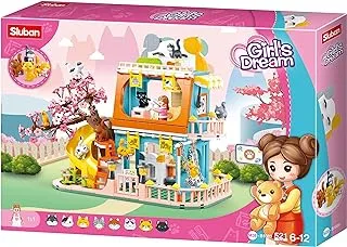 Sluban Girl's Dream Series - Cat House Building Blocks 521 PCS with Mini Figuer and 8 Cats - For Age 6+ Years Old