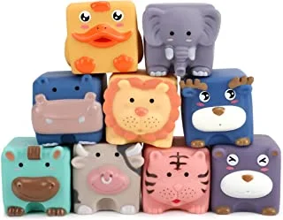 MOON Animal Building Blocks – Set of 9 Squeeze and Stack Learning Toy
