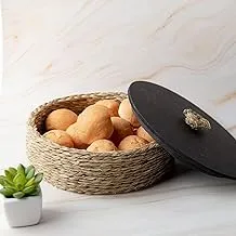 Ayra Sabaii Grass Basketry Bread Box, Beige