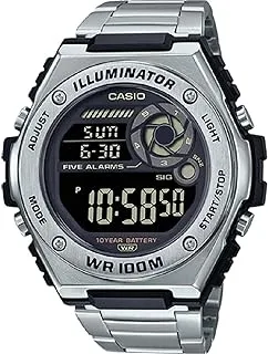 ساعة كاسيو للرجال شاشة رقمية خلفية سوار ستانلس ستيل MWD-100HD-1BVDF