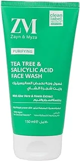 ZM Zayn & Myza Tea Tree Face Wash with Salicylic Acid - for Oily/Pimple Prone Skin - Provides Deep Cleansing and Reduces Blemishes - Halal Friendly Clean Beauty Certified - 150ml
