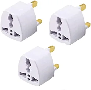 3 Pcs Universal travel Plug Adapter, 3 Pin Power Plug Adapter for AU/UK/EU/US, Plug Converter for Business, Holiday, Hotel, Airport