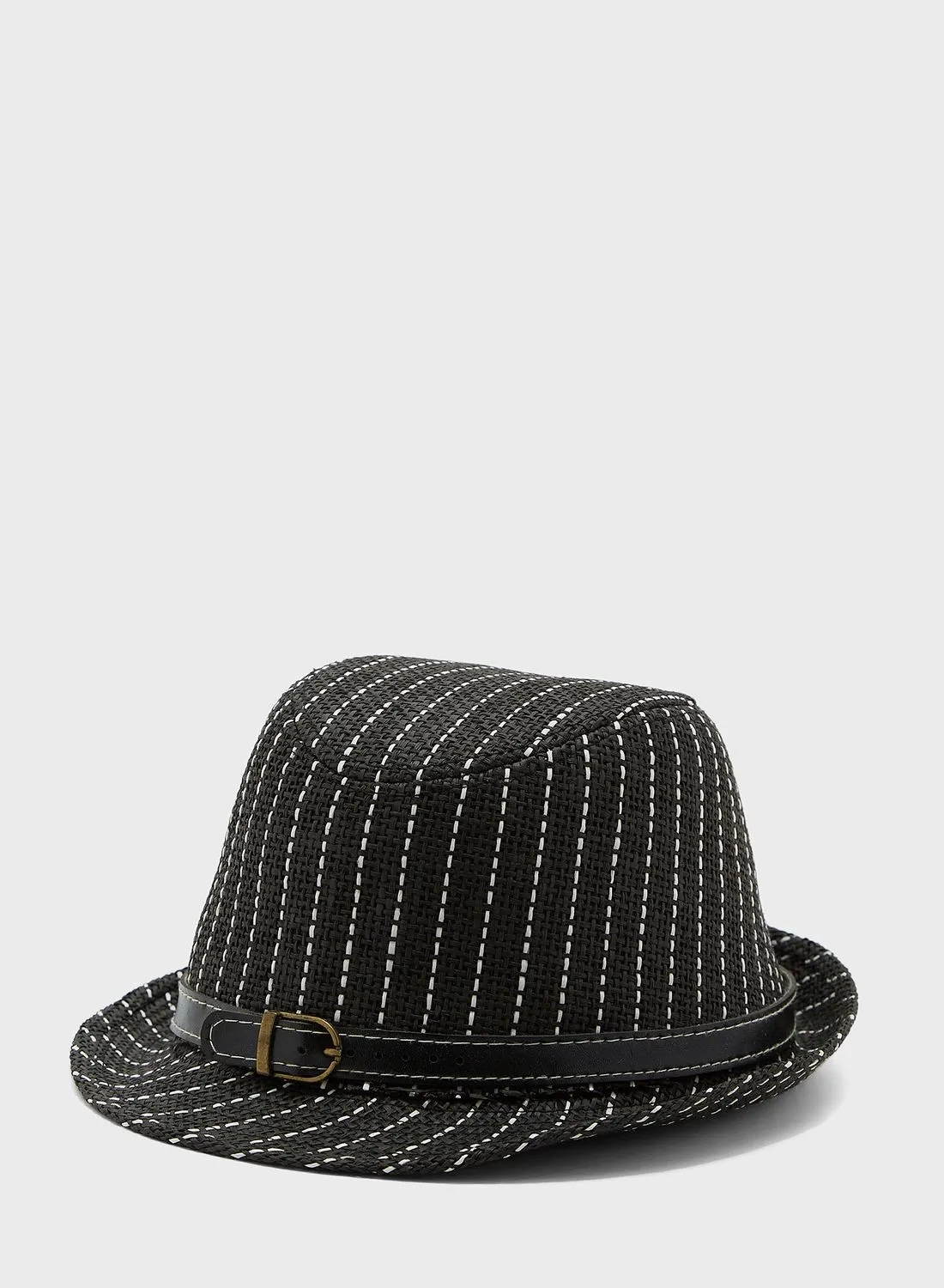 Robert Wood Stripe Weave Detail Fedora Hat