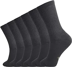 +MD 6 Pack Mens Bamboo Crew Socks Extra Heavy Full Cushion Work Socks Moisture Wicking Hiking Trekking Sports Casual Socks
