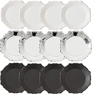 Talking Tables Party Porcelain Mixed Finish Paper Plates Set 12- Pieces, Medium