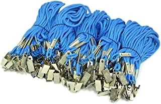 FIS FSNAZD004BL Round Shap Name Badge Lanyard with Metal Clip 100-Pieces, 0.40 cm x 92 cm Size, Blue