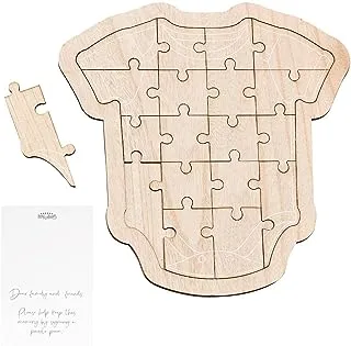 Ginger Ray Wooden Baby Grow Guest Book, 31.5 cm x 32.7 cm Size, Natural