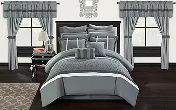 Chic Home Dinah 24 Piece Bed in a Bag Comforter Set, King, Grey