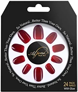 Aljouri Cosmetics Flawless Fingertips Artificial Nails, 716 Dark Red
