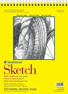 Strathmore 300 Series Sketch Paper Pad, Top Wire Bound, 11x14 inches, 100 Sheets (50lb/74g) - Artist Sketchbook for Adults and Students - Graphite, Charcoal, Pencil, Colored Pencil