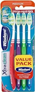 Wisdom Xtra Clean Tooth Brush 4-Pieces, Medium