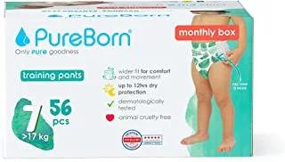 PureBorn Baby Dry Pull Up Diapers/Nappy Pants Suitable for Babies |Size -7 |Master Pack|64 Pieces|Superior Upto 12 Hours Day & Night Protection|Dermatologically tested|Super Soft|Skin Friendly