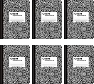 Oxford Composition Notebooks, Wide Ruled Paper, 24.7 x 19.1 cm, 100 Sheets, Black, 6 Pack (63764)