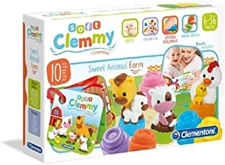 Clementoni Soft Clemmy- Animal Farm and Rubber Cubes- For Kids 6 Months+ Years Old
