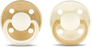 Rebael Fashion Natural Rubber Round Pacifier Size 2 - Baby 6M+ (2-pack) - DustyPearlyMouse/FrostyPearlyLion
