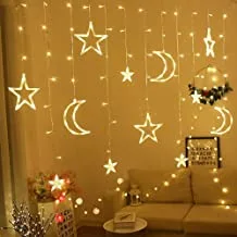 ECVV Moon Star Lamp Led Lamp String Ins Christmas Decoration Holiday Lights Curtain Lamp Wedding Neon Lantern 3.5 Meters Warm White High And Low Three Aa Batteries, Lc-138Lght-2, 270 cms