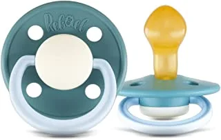 Rebael Fashion Natural Rubber Round Pacifier Size 2 - Baby 6M+ (1-pack) - Rainy Pearly Elephant
