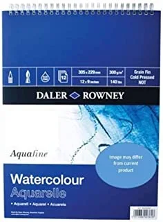 Daler Rowney Aquafine Spiral Watercolor Pad, 12-Inch x 9-Inch Size