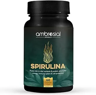 Ambrosial Spirulina | High Strength 500 mg | Certified Spirulina with No Additives | 60 pcs