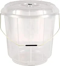 Royalford 13L Transparent Plastic Bucket With Lid- RF11722 Bucket With a Lid And Steel Handle Break-Resistant, Light-Weight, Virgin Plastic, Perfect For Bathroom, Kitchen Transparent